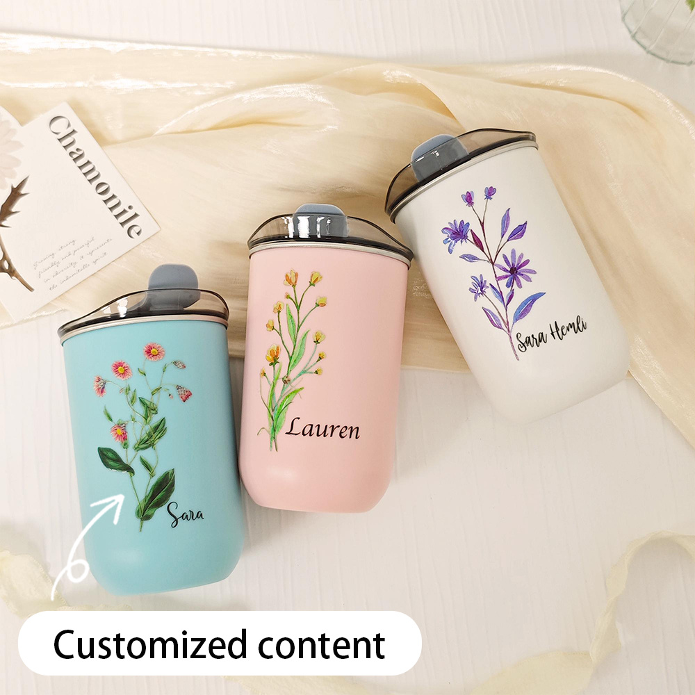 Coffee Equipment Usa - 맞춤형 태어닝 플라워 스테인리스 스틸 텀블러(플립