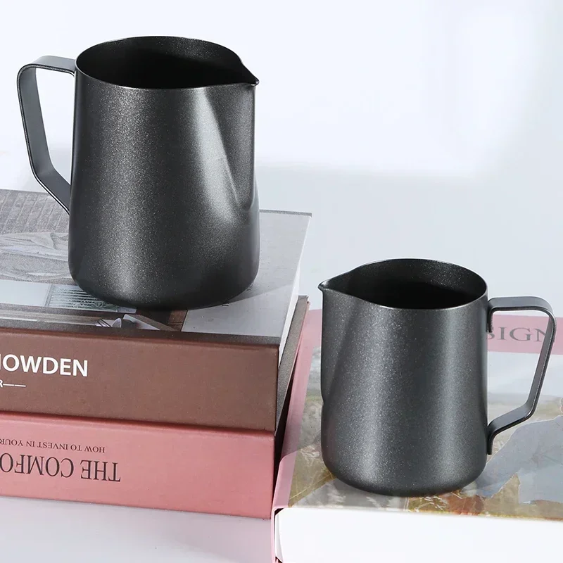 Milk Steaming Pitcher - 두꺼운 블랙 350/600ml 라떼 아트 컵