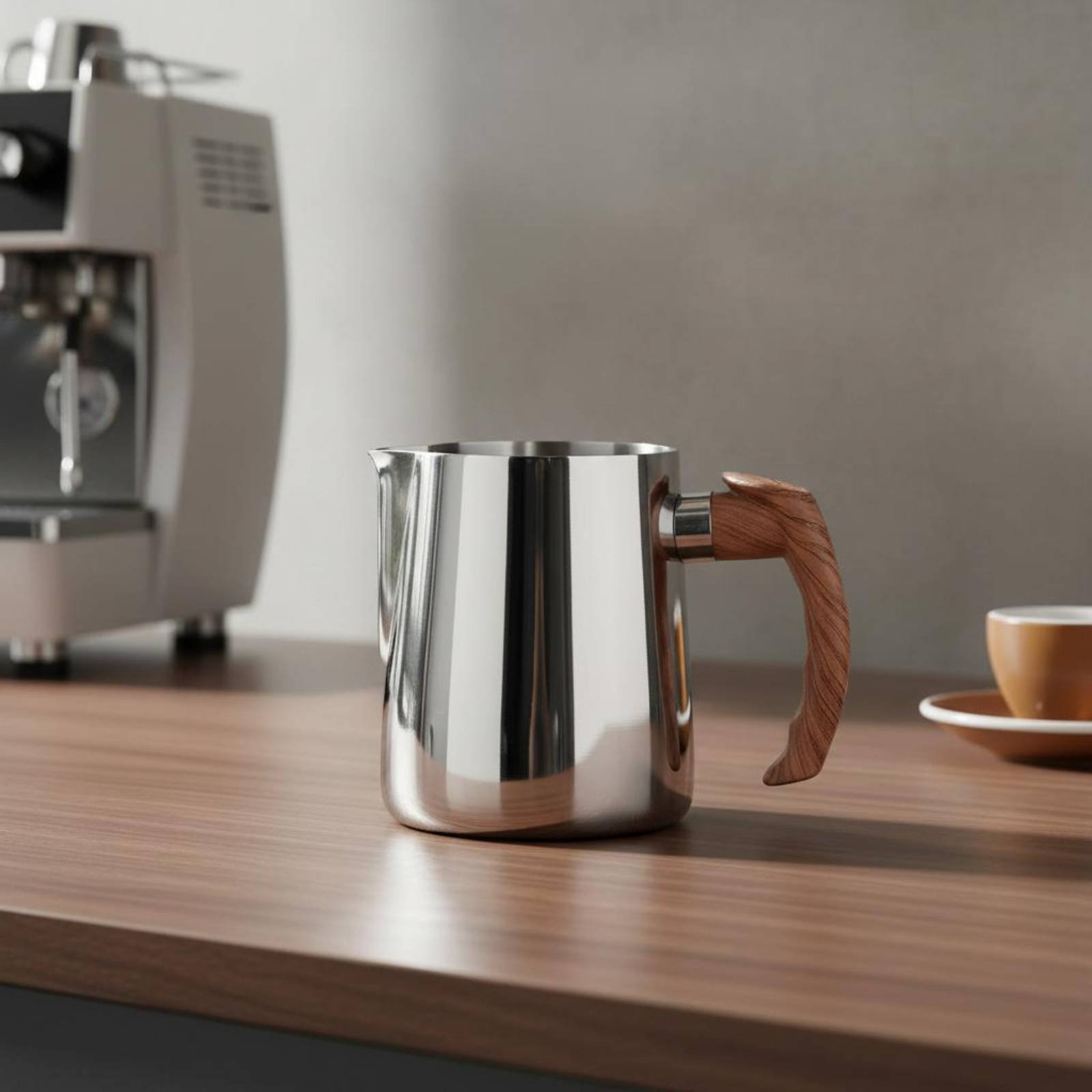 나무 손잡이가 있는 라떼 아트 주전자, 두꺼운 프레임, - Milk Steaming Pitcher 리뷰 및 가격