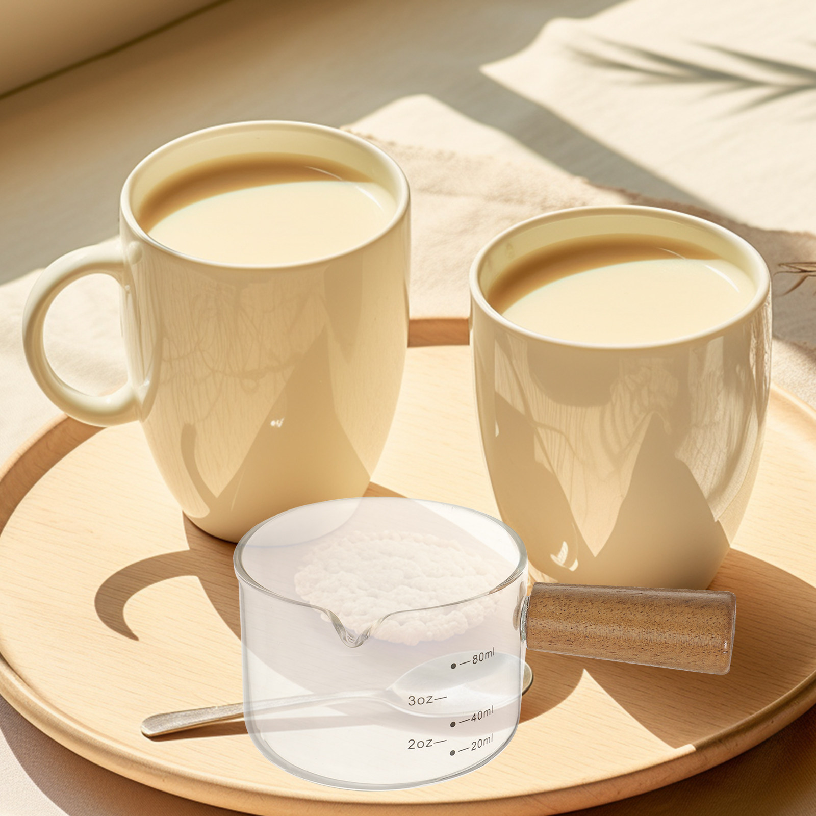 유리 재질의 우유 주전자, 나무 손잡이, 투명한 미니  - Milk Steaming Pitcher 리뷰 및 가격